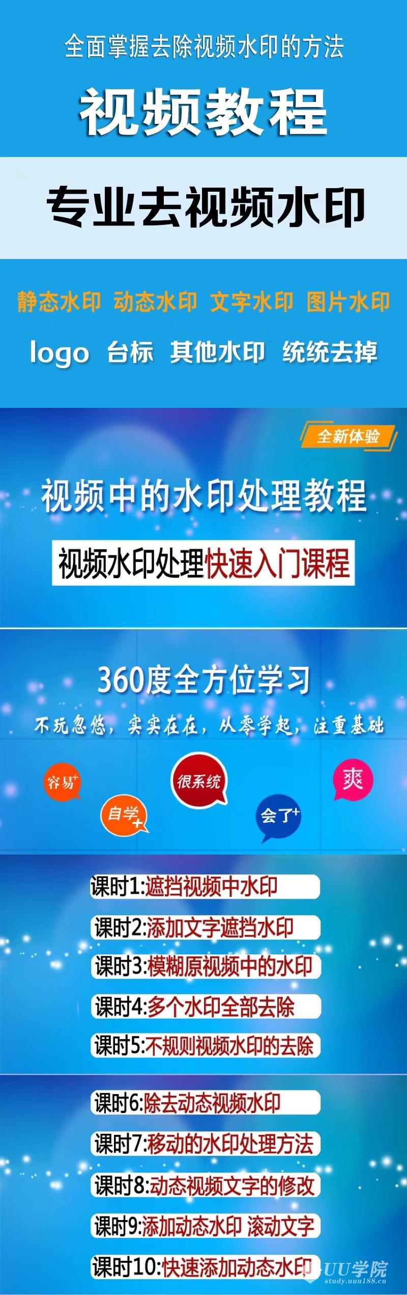 《视频去水印视频教程》静态水印、动态水印、文字水印、图片水印、