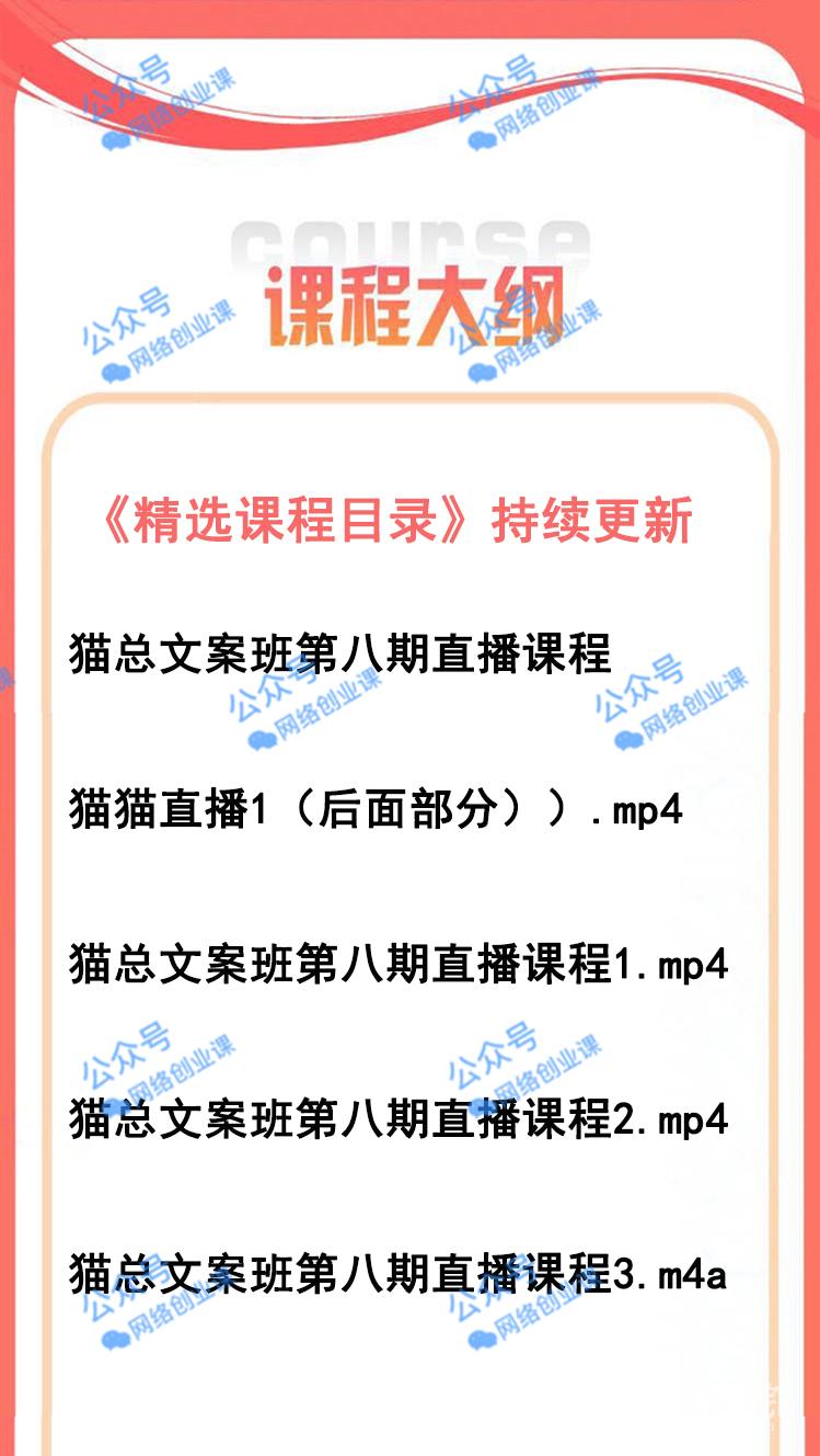 猫总文案班第八期直播课程+《全套课件教程》