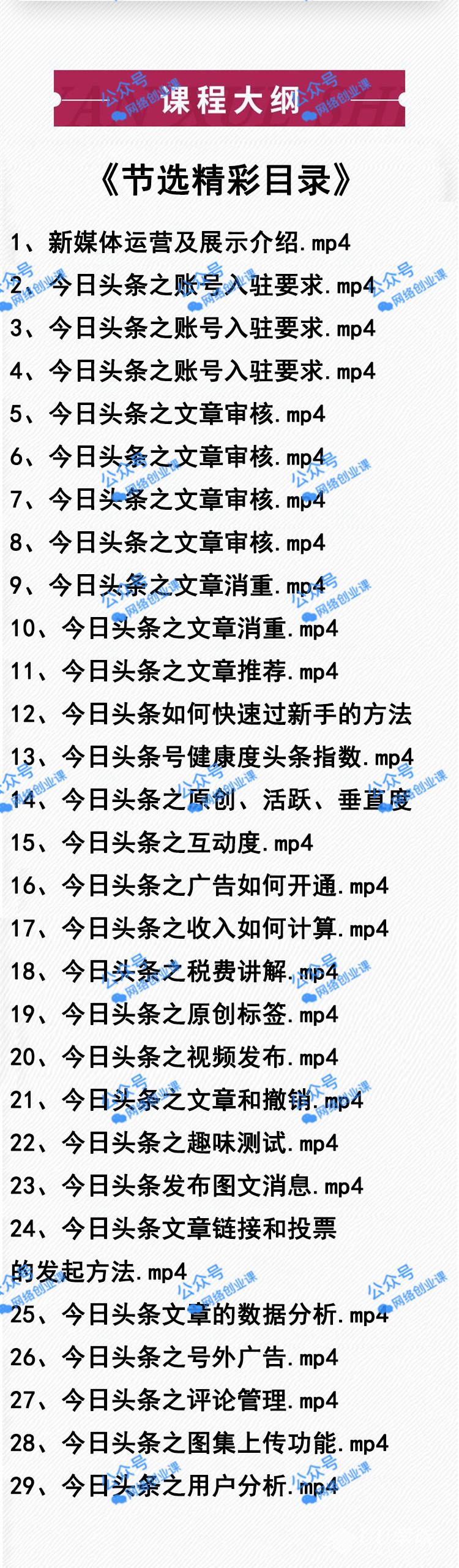 价值3000元头条最新教程(共29节)