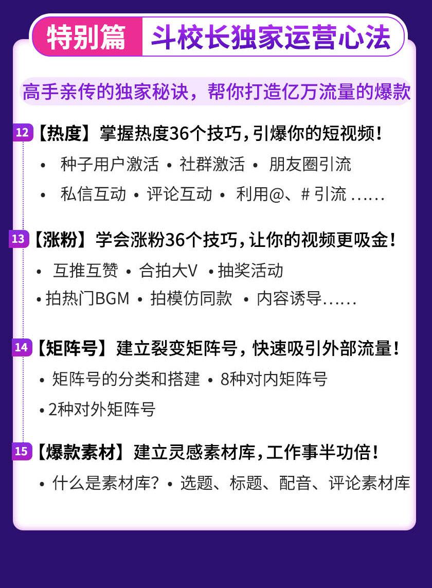 15天短视频掘金营：会玩手机就能赚钱，新手暴利玩法月入几万元（15节课）