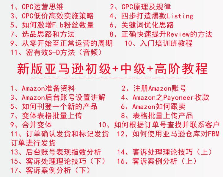 跨境电商亚马逊运营教程视频外贸Amazon店铺开店注册电商训培课程