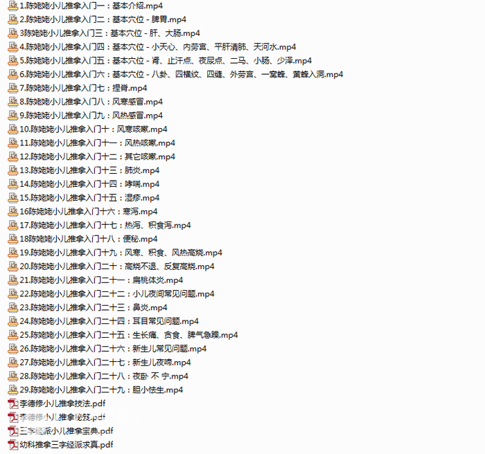 陈姥姥小儿推拿教学教程视频29集打包下载