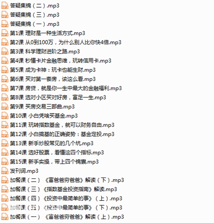 15节小白理财实战课MP3音频