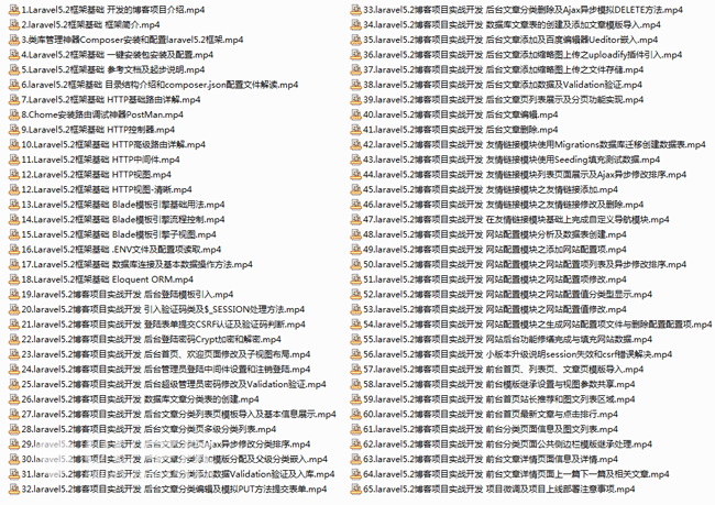 最新pHp LaraveL全套视频教程教材+全配套+实战源码
