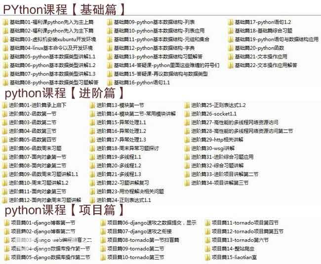 python培训视频教程(基础+进阶+项目)