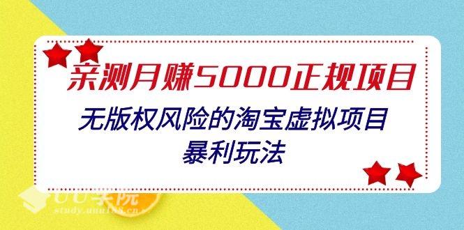 亲测月入5000正规项目，无版权风险的淘宝虚拟项目暴利玩法（视频+文档...