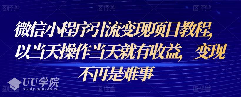 微信小程序引流变现项目教程，以当天操作当天就有收益，变现不再是难事...