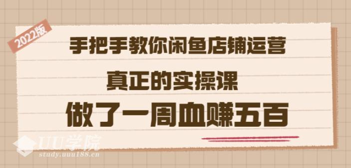 2022版《手把手教你闲鱼店铺运营》真正的实操课做了一周血赚五百(16节...