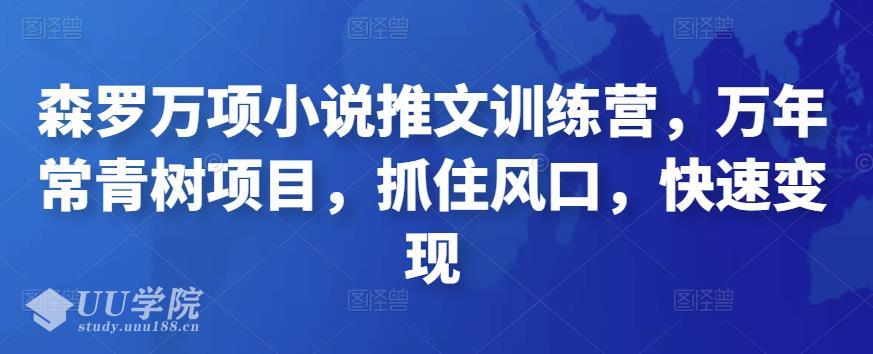 森罗万项小说推文训练营，万年常青树项目，抓住风口，快速变现