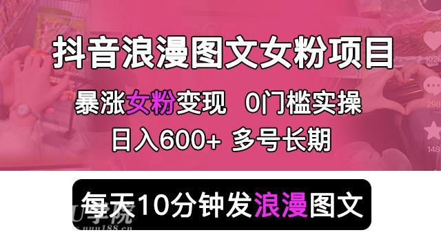 抖音浪漫图文暴力涨女粉项目教程方法素材