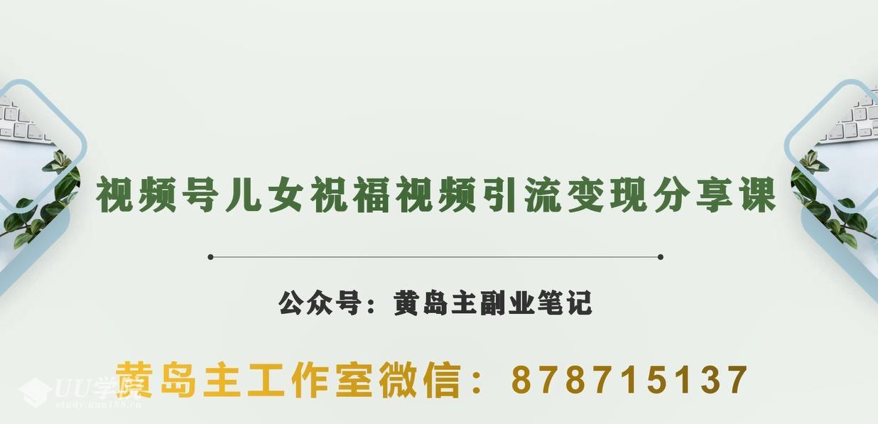 黄岛主视频号儿女祝福视频引流变现分享课，银发经济新风囗项目