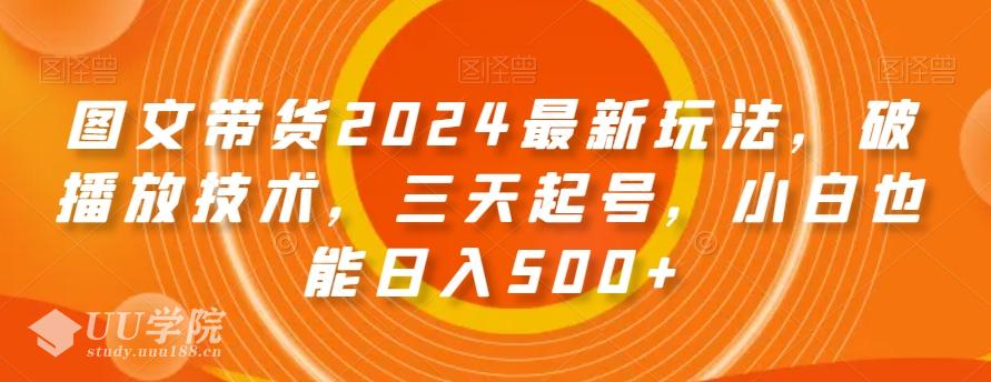 图文带货2024最新玩法，破播放技术，三天起号