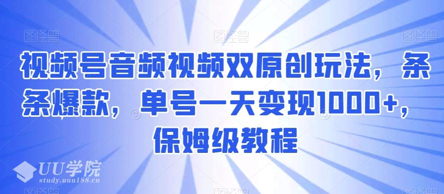 视频号音频视频双原创玩法，条条爆款，实战教程