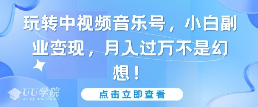 玩转中视频音乐号，小白副业变现，月入过万不是幻想【揭秘】