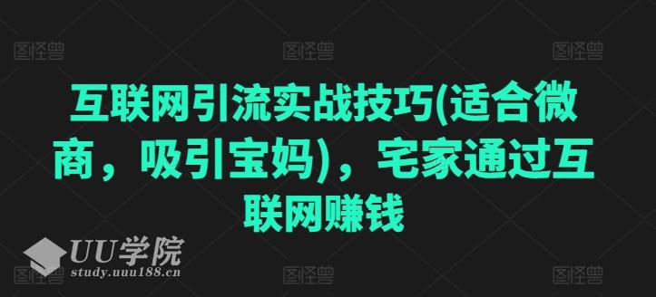 互联网引流实战技巧(适合微商，吸引宝妈)，宅家通过互联网赚钱