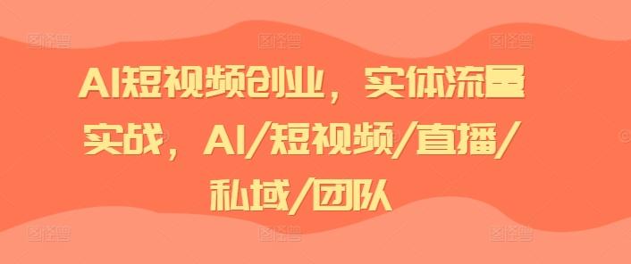 AI短视频怎么创业，实体流量实战，AI/短视频/直播/私域/团队