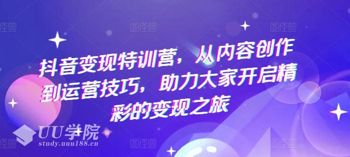 抖音变现特训营，从内容创作到运营技巧，助力大家开启精彩的变现之旅 ...